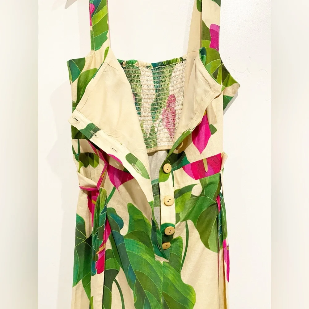FARM Rio Beige Romper with Green Leaf & Pink Floral Print - Picture 7 of 16